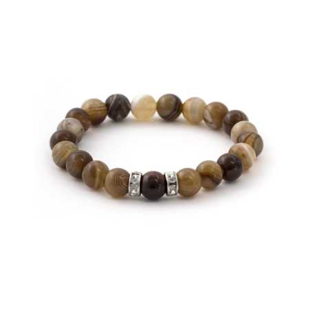 Korálkový náramek z achátu Botswana a tygřího oka MINK111/17 Agato