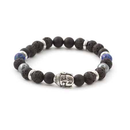 Korálkový náramek z lávového kamene, achátu a Lapis lazuli MINK115/19 Agato