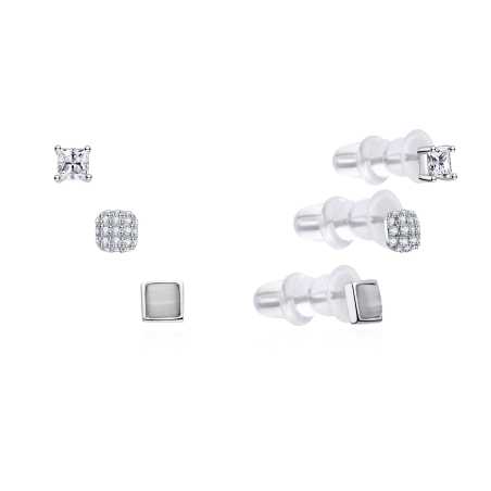 Sada elegantních stříbrných náušnic E0004874 (3 páry náušnic) Moiss