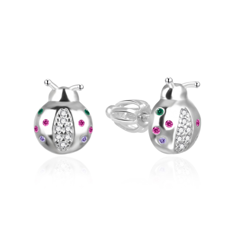 Stříbrné náušnice Berušky s barevnými zirkony AGT-ED24SC Agato Stříbrné náušnice Berušky s barevnými zirkony AGT-ED24SC Agato