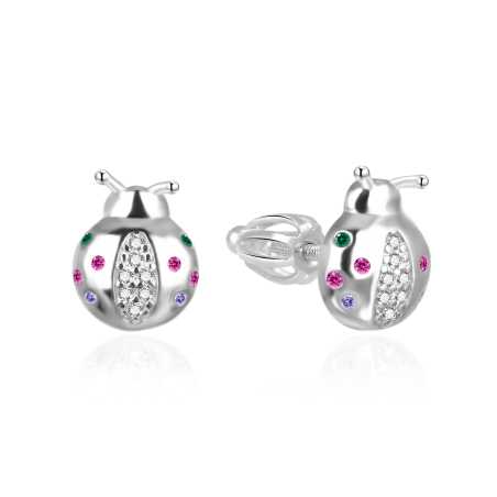 Stříbrné náušnice Berušky s barevnými zirkony AGT-ED24SC Agato
