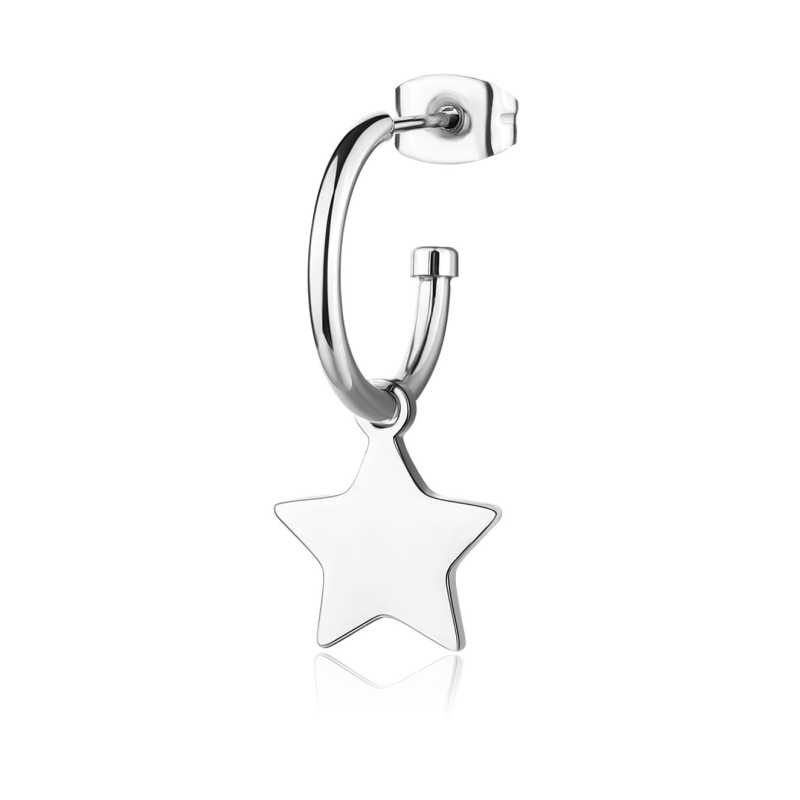 Ocelová single náušnice Hvězda Smile SSM023 S Agapo