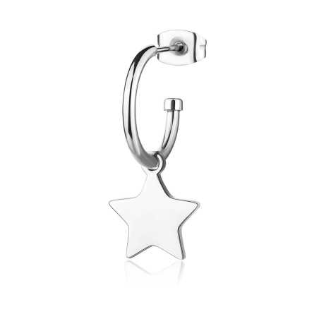 Ocelová single náušnice Hvězda Smile SSM023 S Agapo