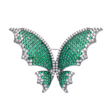 Třpytivá brož se zelenými krystaly Motýl Chara 58055 Oliver Weber