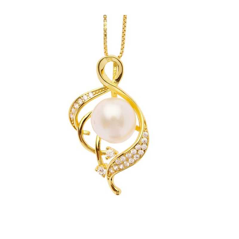 Pozlacený stříbrný náhrdelník s perlou Ivory 61305G Oliver Weber