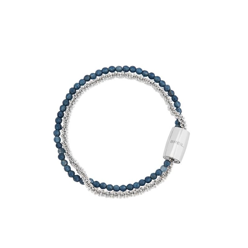 Dvojitý náramek s modrým achátem Magnetica System TJ3724 Breil / Délka: 20,5 cm