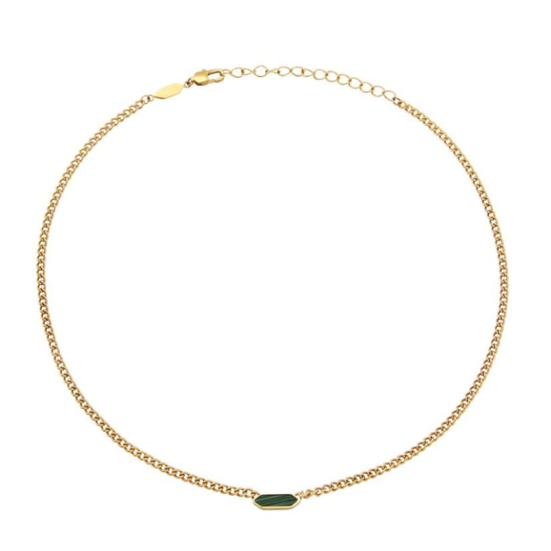 Nadčasový pozlacený náhrdelník s malachitem pro ženy Stylize TJ3657 Breil