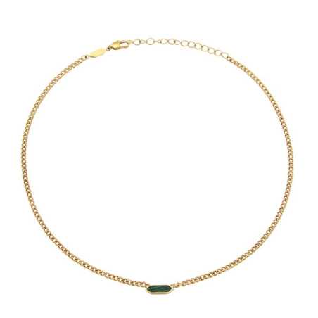 Nadčasový pozlacený náhrdelník s malachitem pro ženy Stylize TJ3657 Breil