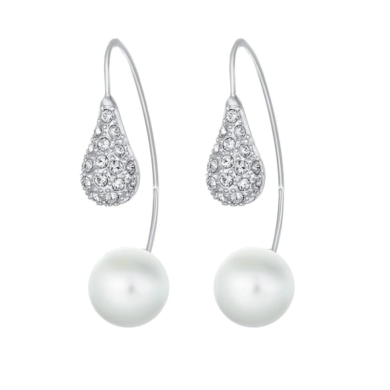 Moderní náušnice s krystaly Swarovski a perlou LuxePearl 42369.R Crystalp