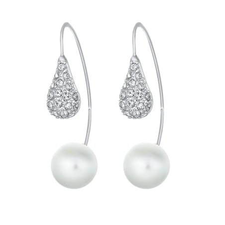 Moderní náušnice s krystaly Swarovski a perlou LuxePearl 42369.R Crystalp