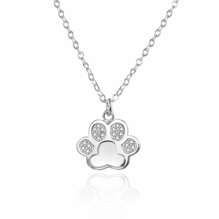 Dívčí stříbrný náhrdelník Tlapka AGT-ND03W Agato