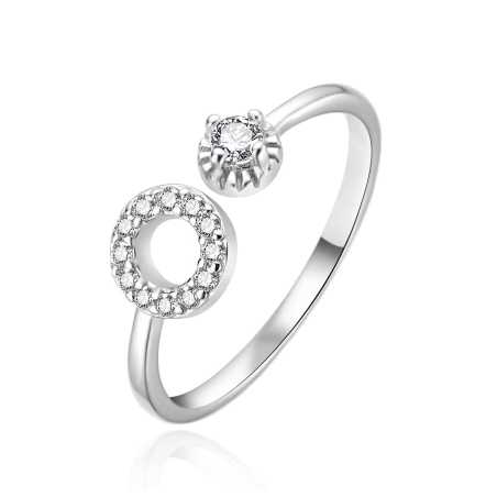 Oslnivý otevřený prsten ze stříbra AGT-R67W Agato / Obvod: 62 mm - 62 mm