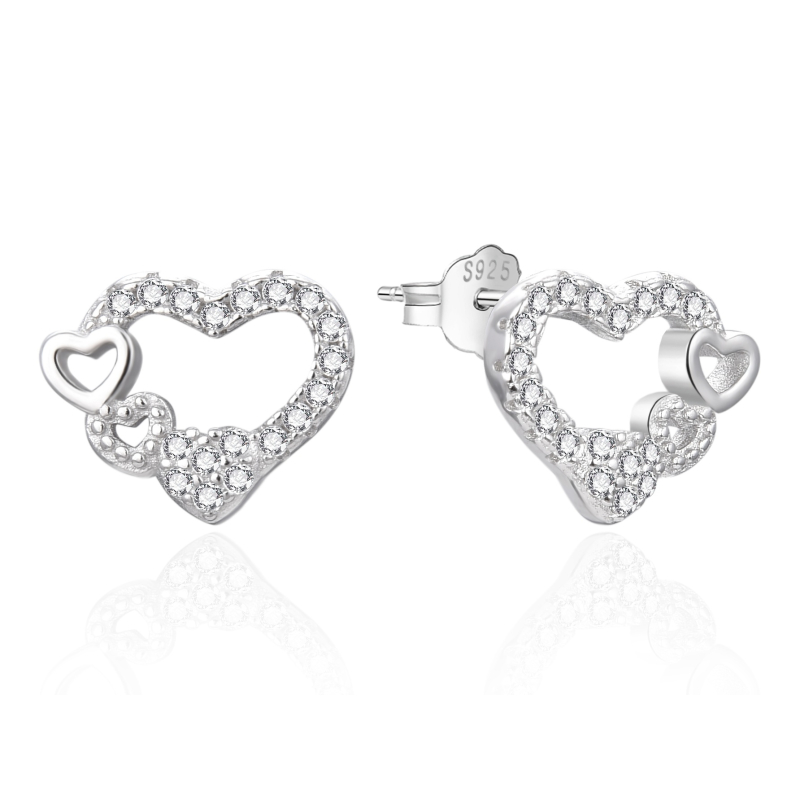 Stříbrné srdíčkové náušnice s čirými zirkony AGT-E236PW Agato Stříbrné srdíčkové náušnice s čirými zirkony AGT-E236PW Agato