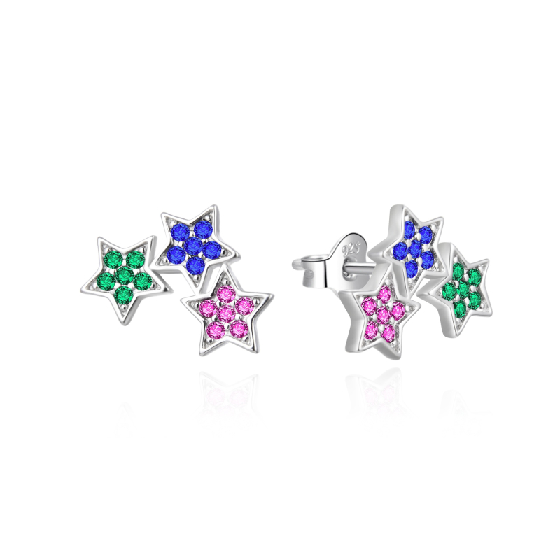 Stříbrné hvězdičkové náušnice s barevnými zirkony AGT-E166PC Agato Stříbrné hvězdičkové náušnice s barevnými zirkony AGT-E166PC Agato
