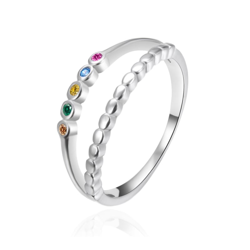 Dvojitý stříbrný prsten s barevnými zirkony AGT-R48C Agato / Obvod: 54 mm - 54 mm