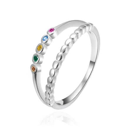 Dvojitý stříbrný prsten s barevnými zirkony AGT-R48C Agato / Obvod: 56 mm - 56 mm