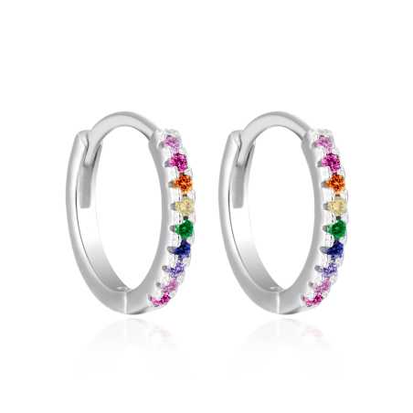 Stříbrné kruhové náušnice s barevnými zirkony AGT-E177KC Agato