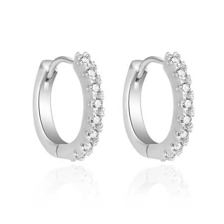 Slušivé kruhové náušnice se zirkony AGT-E201KW Agato
