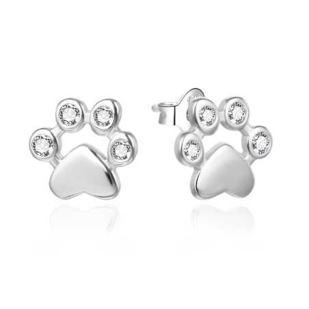 Stříbrné náušnice Tlapky se zirkony AGT-E224PW Agato