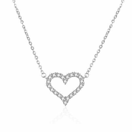 Romantický stříbrný náhrdelník se srdcem AGT-N036W Agato