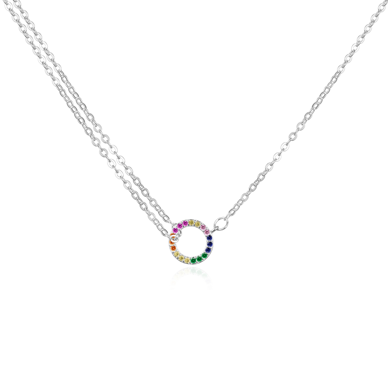 Stříbrný náhrdelník se zirkony Kruh AGT-N035C Agato