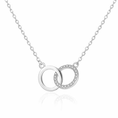 Půvabný stříbrný náhrdelník s propojenými kruhy AGT-N030W Agato