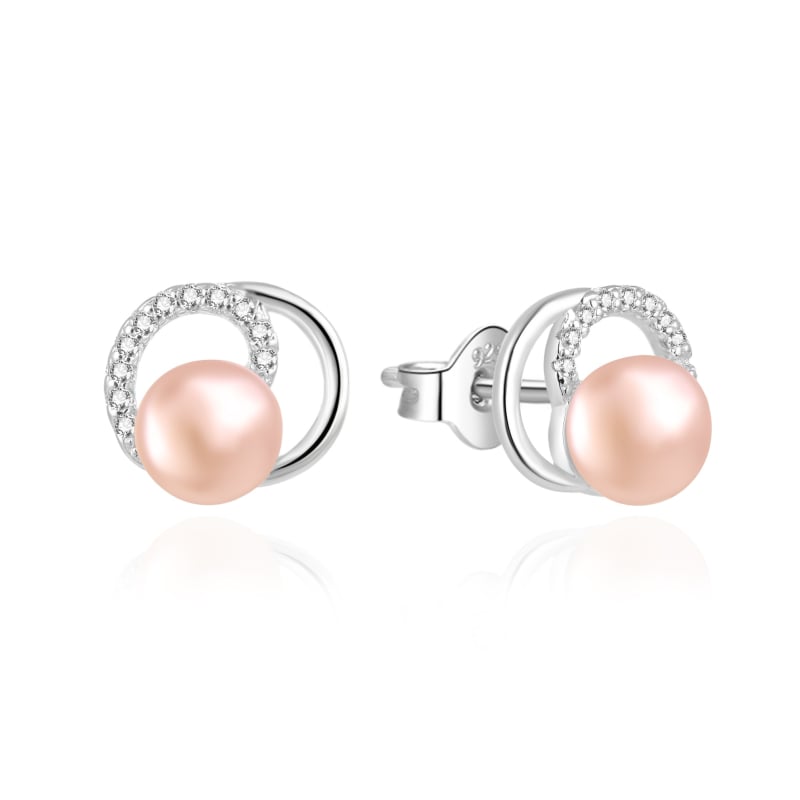 Stříbrné náušnice s pravou růžovou perlou a zirkony AGT-E216PW-PPI Agato Stříbrné náušnice s pravou růžovou perlou a zirkony AGT-E216PW-PPI Agato