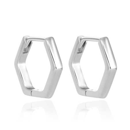Moderní stříbrné náušnice Šestiúhelník AGT-E226K Agato