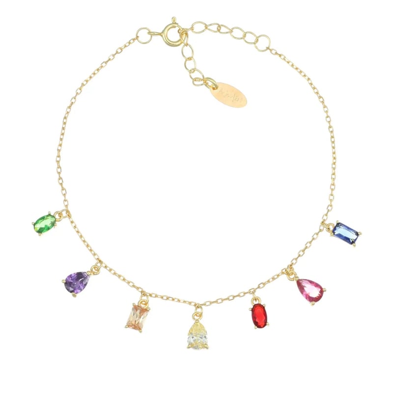 Pozlacený náramek s barevnými zirkony Elegance BRRAGMZ1 Amen