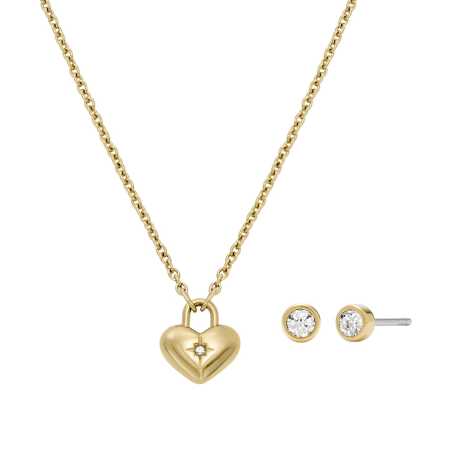 Půvabný set pozlacených šperků JF04881SET (náhrdelník, náušnice) Fossil