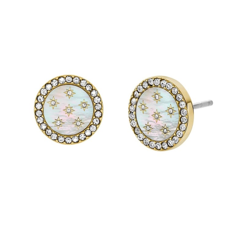 Okouzlující pozlacené náušnice s perletí a krystaly JF04868710 Fossil Okouzlující pozlacené náušnice s perletí a krystaly JF04868710 Fossil