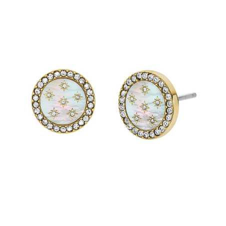 Okouzlující pozlacené náušnice s perletí a krystaly JF04868710 Fossil