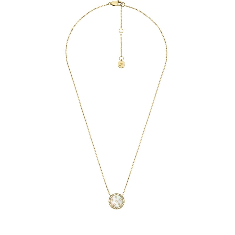 Překrásný pozlacený náhrdelník s perletí a krystaly JF04865710 Fossil Překrásný pozlacený náhrdelník s perletí a krystaly JF04865710 Fossil