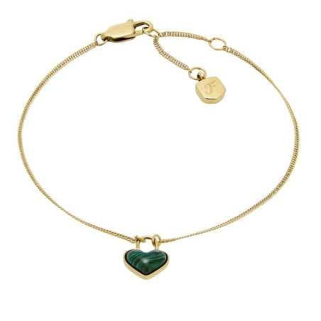 Pozlacený náramek Malachitové srdce Modern Meadows JF04858710 Fossil