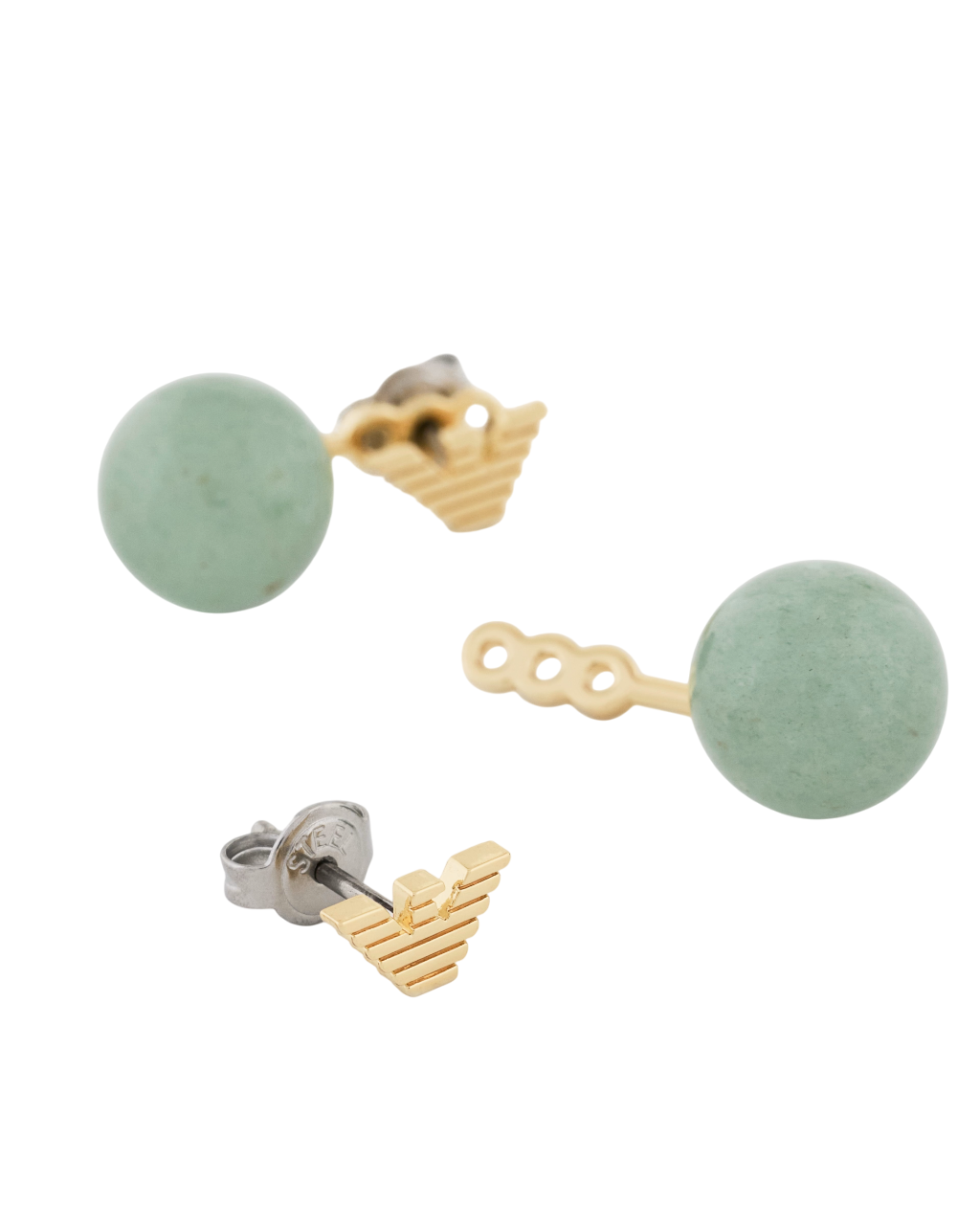 Pozlacené náušnice 2v1 s aventurínovými kameny EGS3227710 Emporio Armani