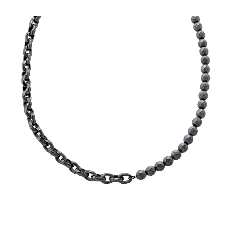 Módní pánský náhrdelník s korálky hematitu AXG0150060 Armani Exchange