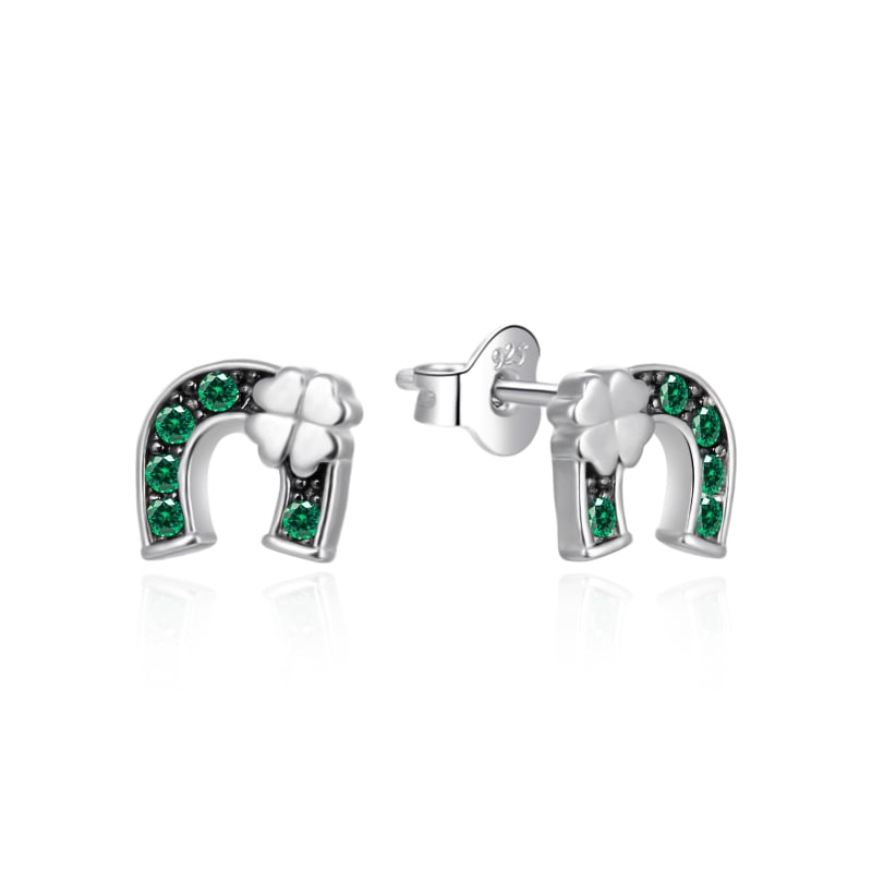 Stříbrné náušnice Podkova se zelenými zirkony AGT-E168PGR Agato Stříbrné náušnice Podkova se zelenými zirkony AGT-E168PGR Agato