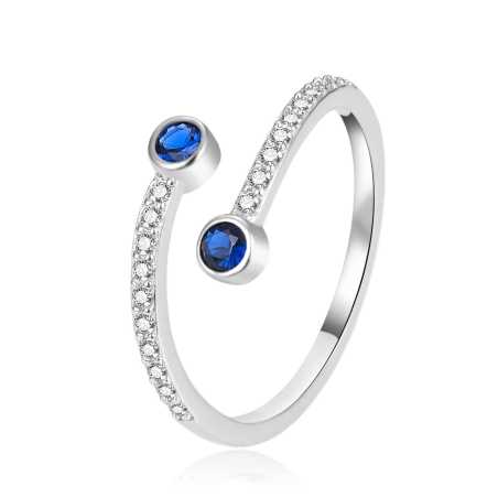 Moderní otevřený stříbrný prsten se zirkony AGT-R61BL Agato / Obvod: 62 mm - 62 mm