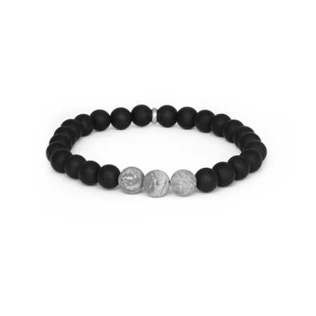 Korálkový náramek z onyxu a jaspisu MINK138/21 Agato