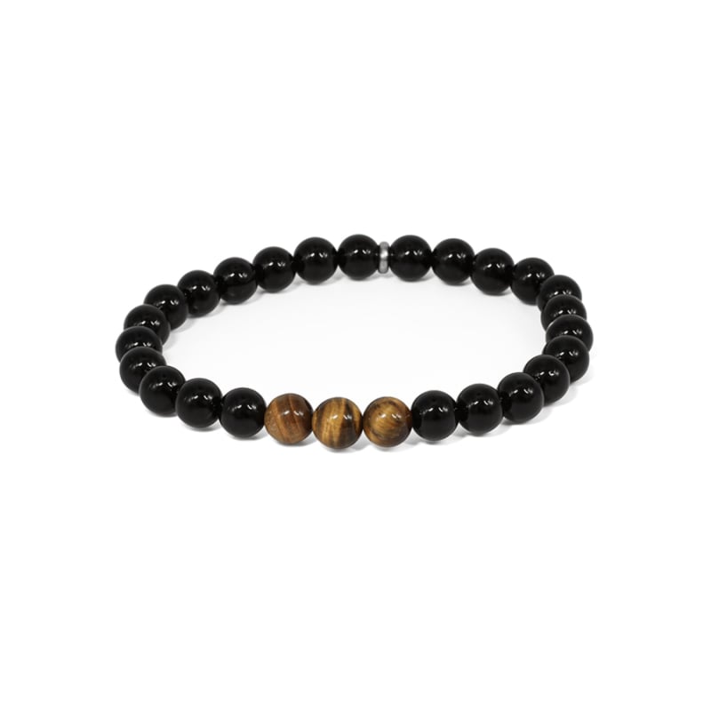 Korálkový náramek z onyxu a tygřího oka MINK141/21 Agato