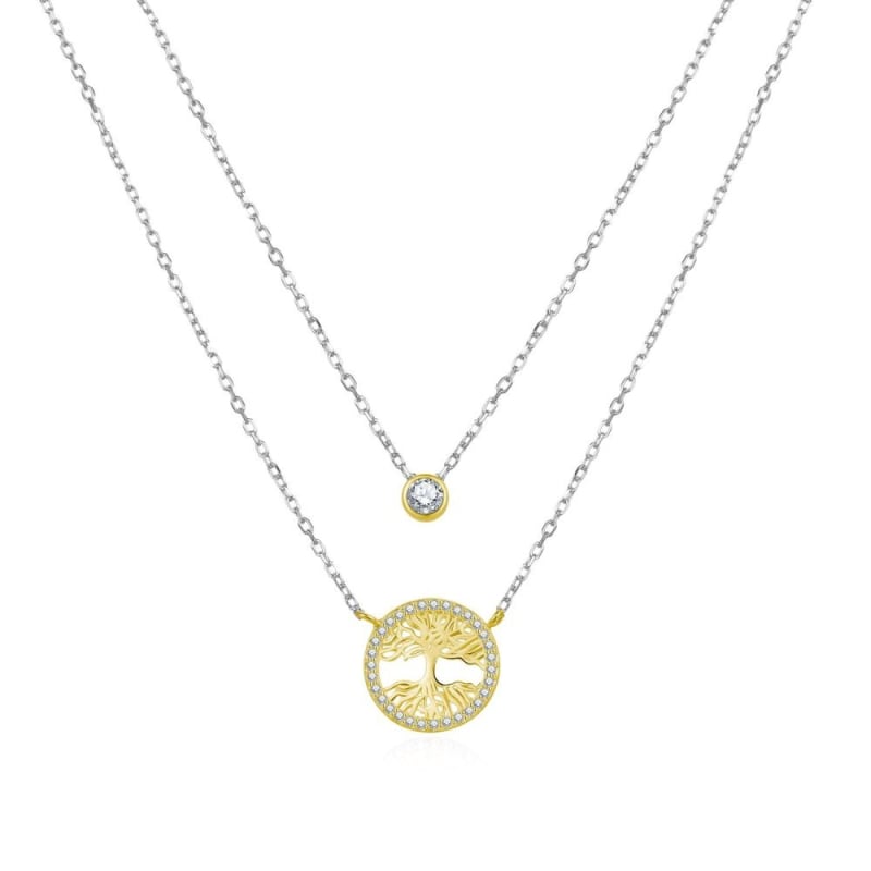 Bicolor stříbrný dvojitý náhrdelník Strom života N0000366 Moiss