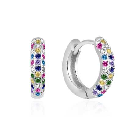 Třpytivé stříbrné kruhy s barevnými zirkony AGT-E193KC Agato