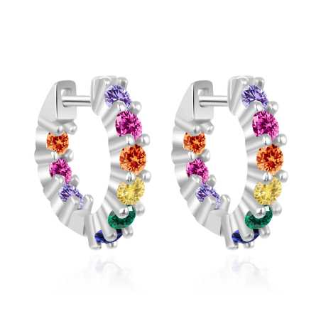 Slušivé kruhové náušnice s barevnými zirkony AGT-E192KC Agato