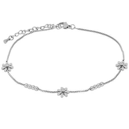 Něžný ocelový řetízek na nohu s květinami Troli