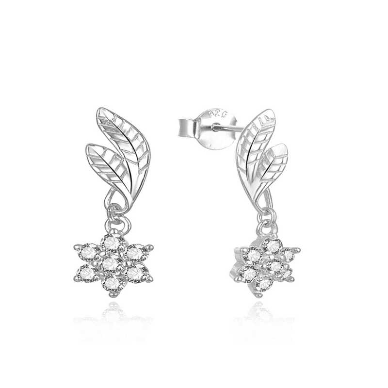 Slušivé visací náušnice ze stříbra s květinami E0002469 Moiss