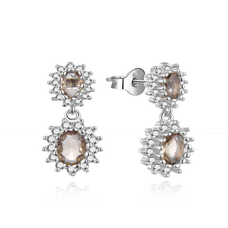 Originální stříbrné náušnice s kubickými zirkony E0003113 Moiss