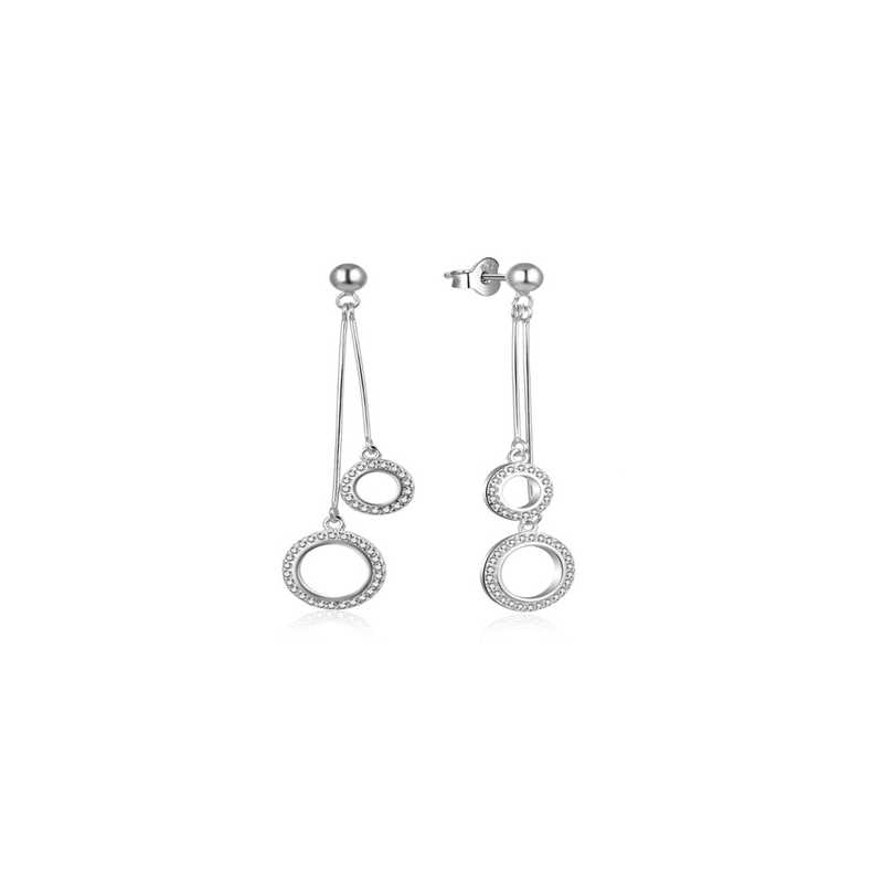 Stylové visací náušnice Kruhy se zirkony E0003042 Moiss