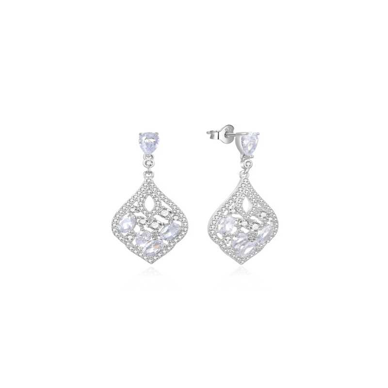 Luxusní stříbrné náušnice s čirými zirkony E0002948 Moiss