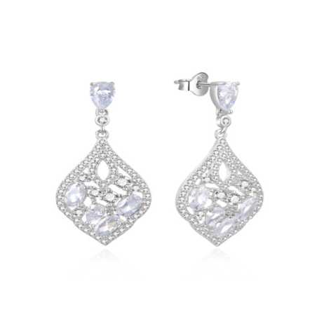 Luxusní stříbrné náušnice s čirými zirkony E0002948 Moiss