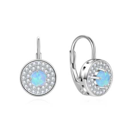 Slušivé stříbrné náušnice se syntetickými opály a zirkony E0000655 Moiss
